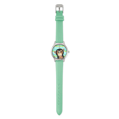 Tikkers TKWWF008 Kids WWF Chimpanzee Green Leather Strap