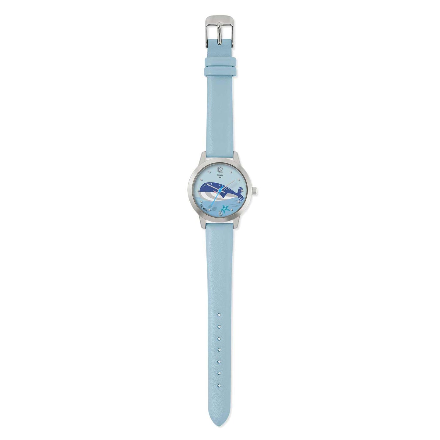 Tikkers TKWWF009 Kids WWF Blue Whale Light Blue Leather Strap