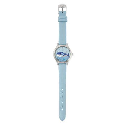 Tikkers TKWWF009 Kids WWF Blue Whale Light Blue Leather Strap