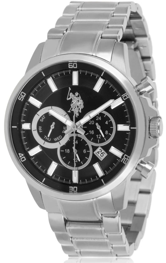 U.S. POLO USP4782BK Grayson Silver Stainless Steel Bracelet