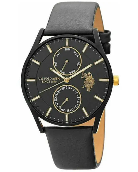 U.S. POLO USP4906YG Henry Black Leather Strap