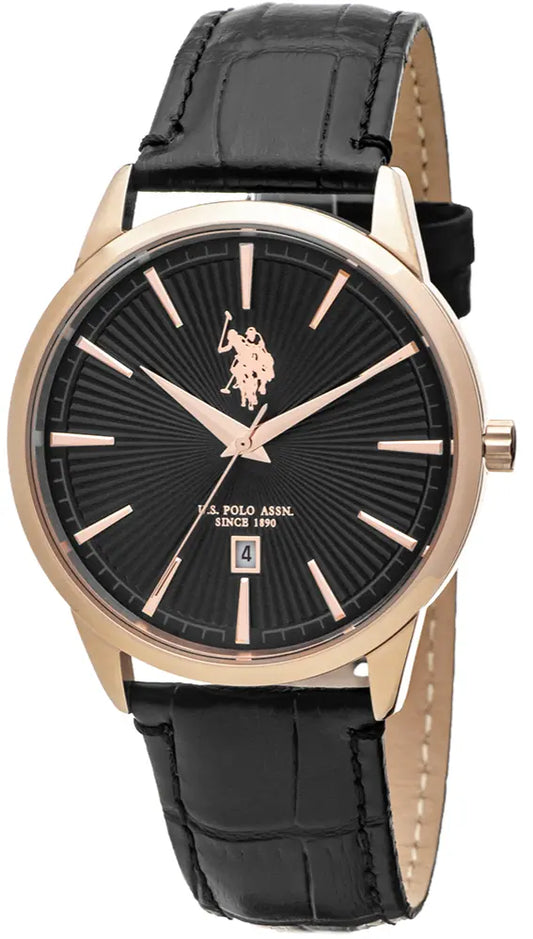 U.S. POLO USP4921RG Carter Black Leather Strap