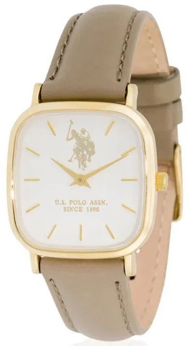 U.S. POLO USP5677YG Keira Beige Leather Strap
