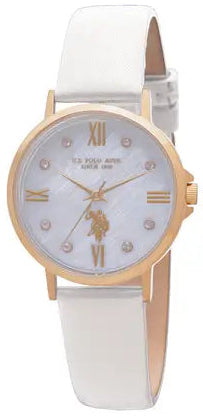 US POLO USP5993RG Paxton White Leather Strap