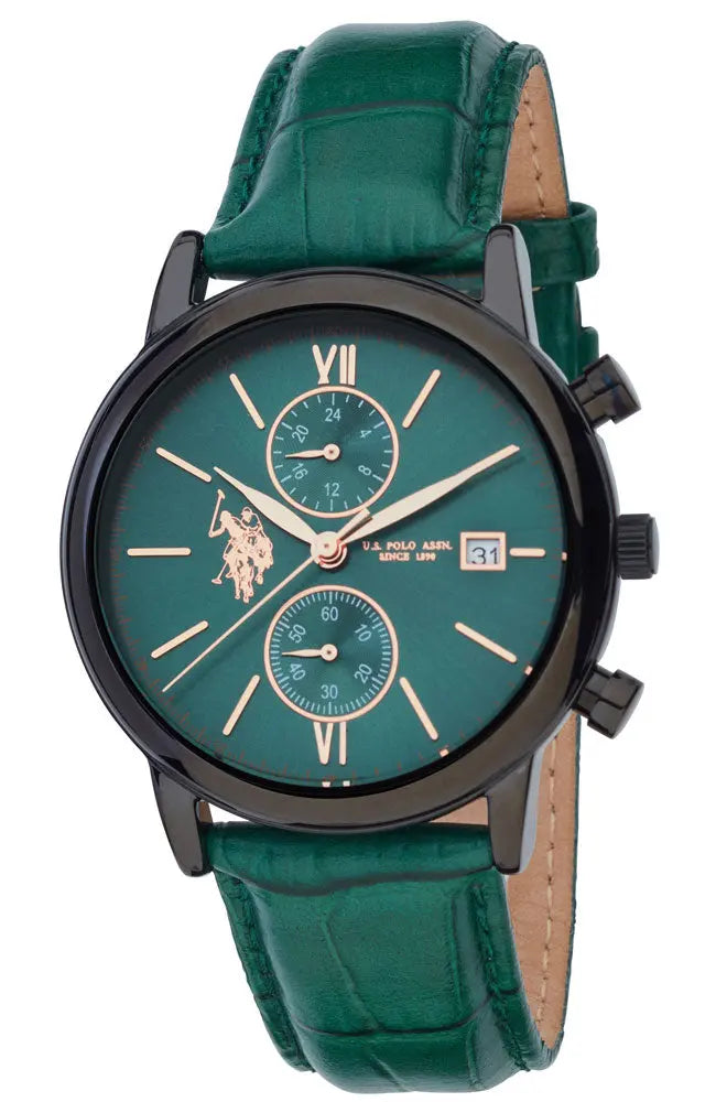 U.S. POLO USP7139GR Harrison Green Leather Strap