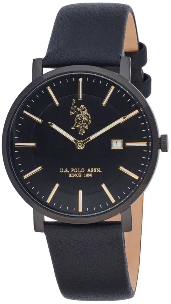 U.S. POLO USP7147BK Carter Black Leather Strap