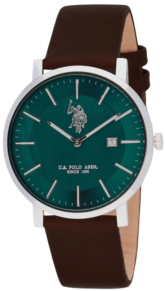 U.S. POLO USP7211GR Carter Brown Leather Strap