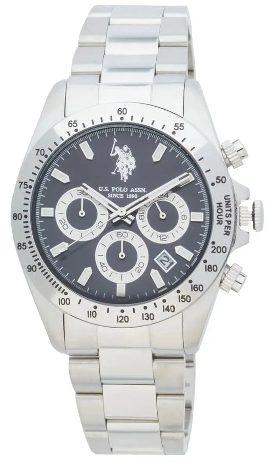 U.S. POLO USP7231BK Zephir Silver Stainless Steel Bracelet