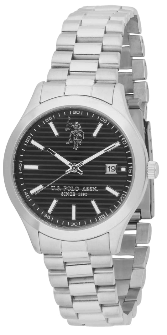 U.S. POLO USP7268BK Jayden Silver Stainless Steel Bracelet