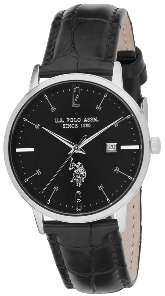 U.S. POLO USP7274BK Dorian Black Leather Strap