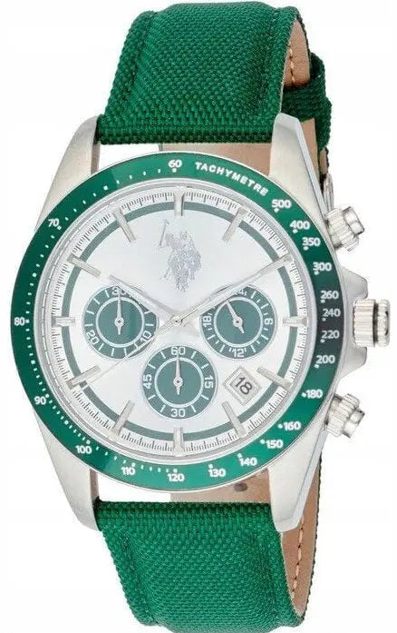 U.S. POLO USP7327GR Thunder Green Fabric-Leather Strap
