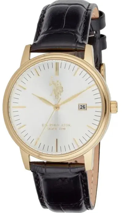 U.S. POLO USP7338YG Miles Black Leather Strap