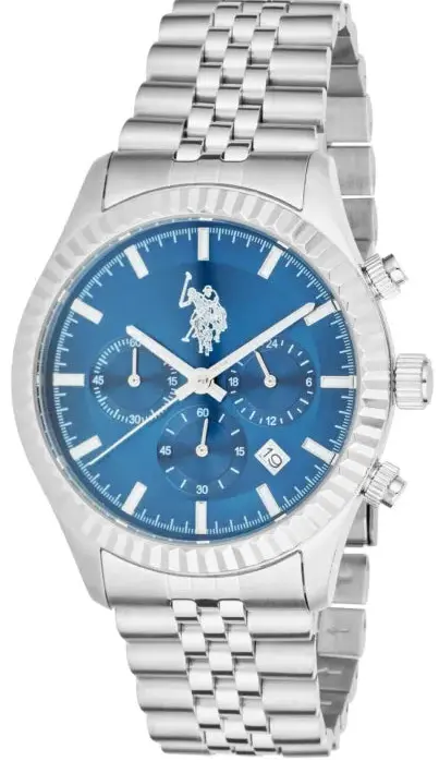 U.S. POLO USP7339BL Aron Silver Stainless Steel Bracelet