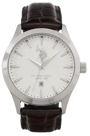U.S. POLO USP7369WH Yale Brown Leather Strap