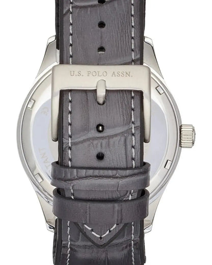 U.S. POLO USP7372GY Yale Grey Leather Strap
