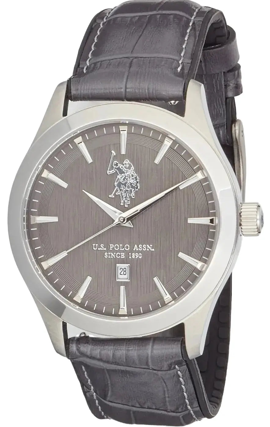 U.S. POLO USP7372GY Yale Grey Leather Strap