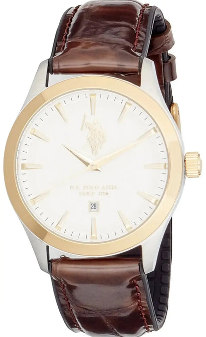 U.S. POLO USP7374YG Yale Brown Leather Strap