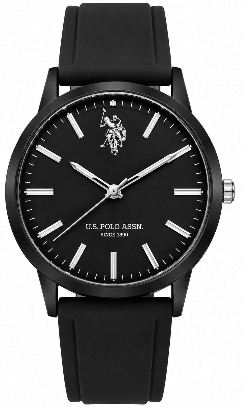 U.S. POLO USP7402BK Liam Black Silicon Strap
