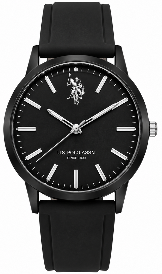 U.S. POLO USP7402BK Liam Black Silicon Strap