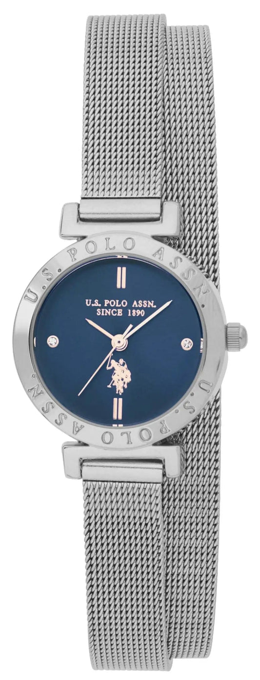 US POLO USP8107ST Camille Silver Metallic Mesh Bracelet