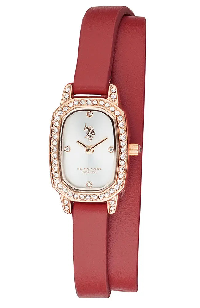 U.S. POLO USP8250RG Bridget Red Leather Strap