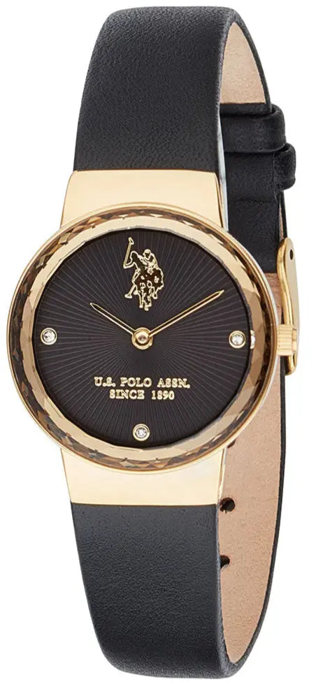 U.S. POLO USP8257BK Angelique Black Leather Strap