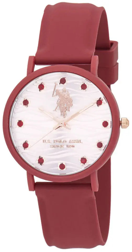 U.S. POLO USP8265RD Lucy Crystal Red Silicon Strap