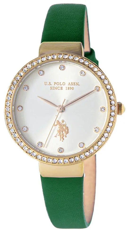 U.S. POLO USP8285GR Camille Green Leather Strap