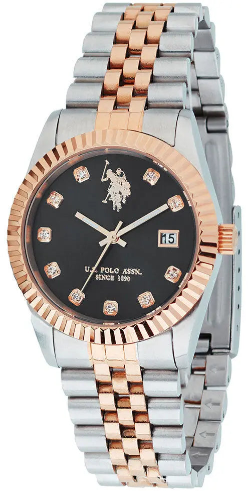 U.S. POLO USP8354BK Audrey Two Tone Stainless Steel Bracelet