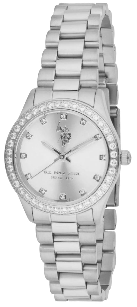 US POLO USP8107ST Camille Silver Metallic Mesh Bracelet
