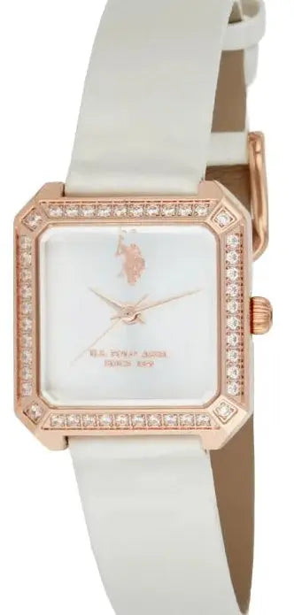U.S. POLO USP8476RG Brigitte White Leather Strap