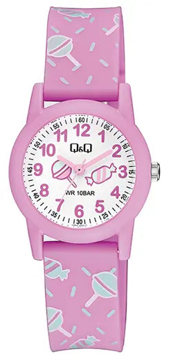 Q&Q V22AJ003VY Kids Pink Silicon Strap