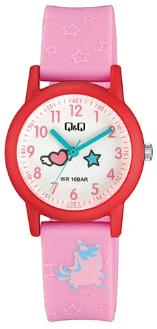 Q&Q V23AJ008VY Kids Pink Rubber Strap