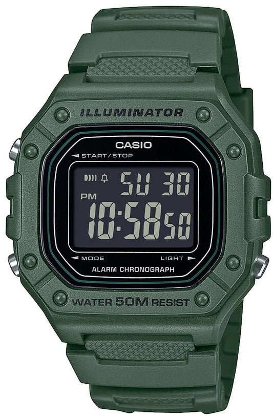 CASIO W-218H-3BVEF Digital Green Rubber Strap
