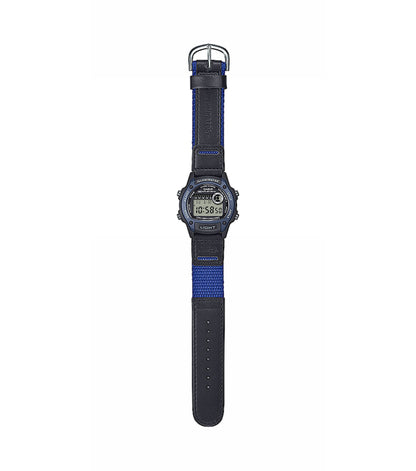 Casio W-220HF-2AVEF Blue Leather-Fabric Strap