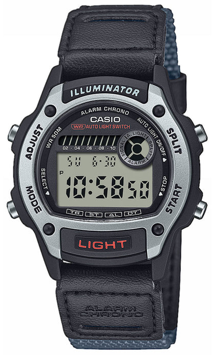 Casio W-220HF-8AVEF Grey Leather-Fabric Strap