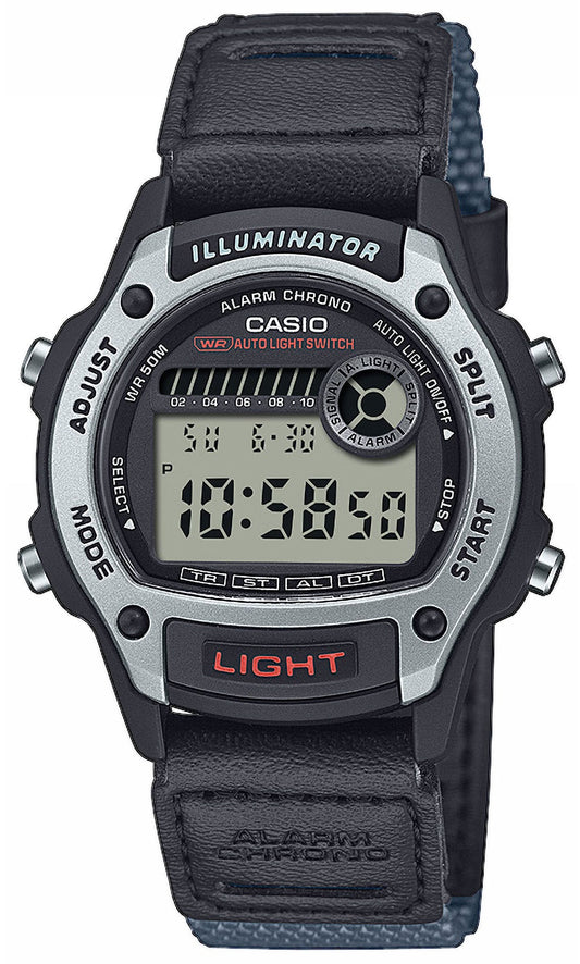 Casio W-220HF-8AVEF Grey Leather-Fabric Strap
