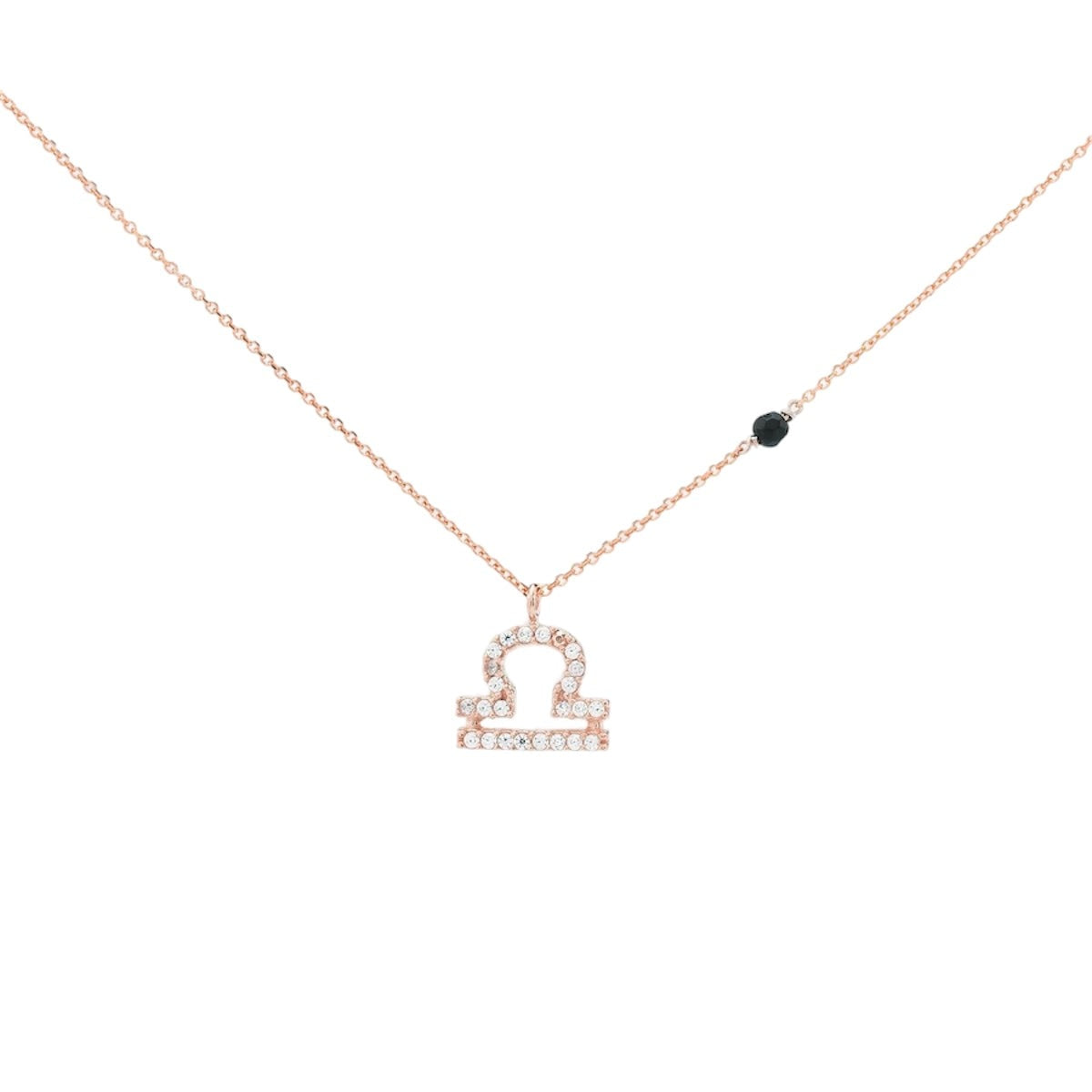 Zodiac Sign Libra Z007 K9 Rose Gold with Black Zircons