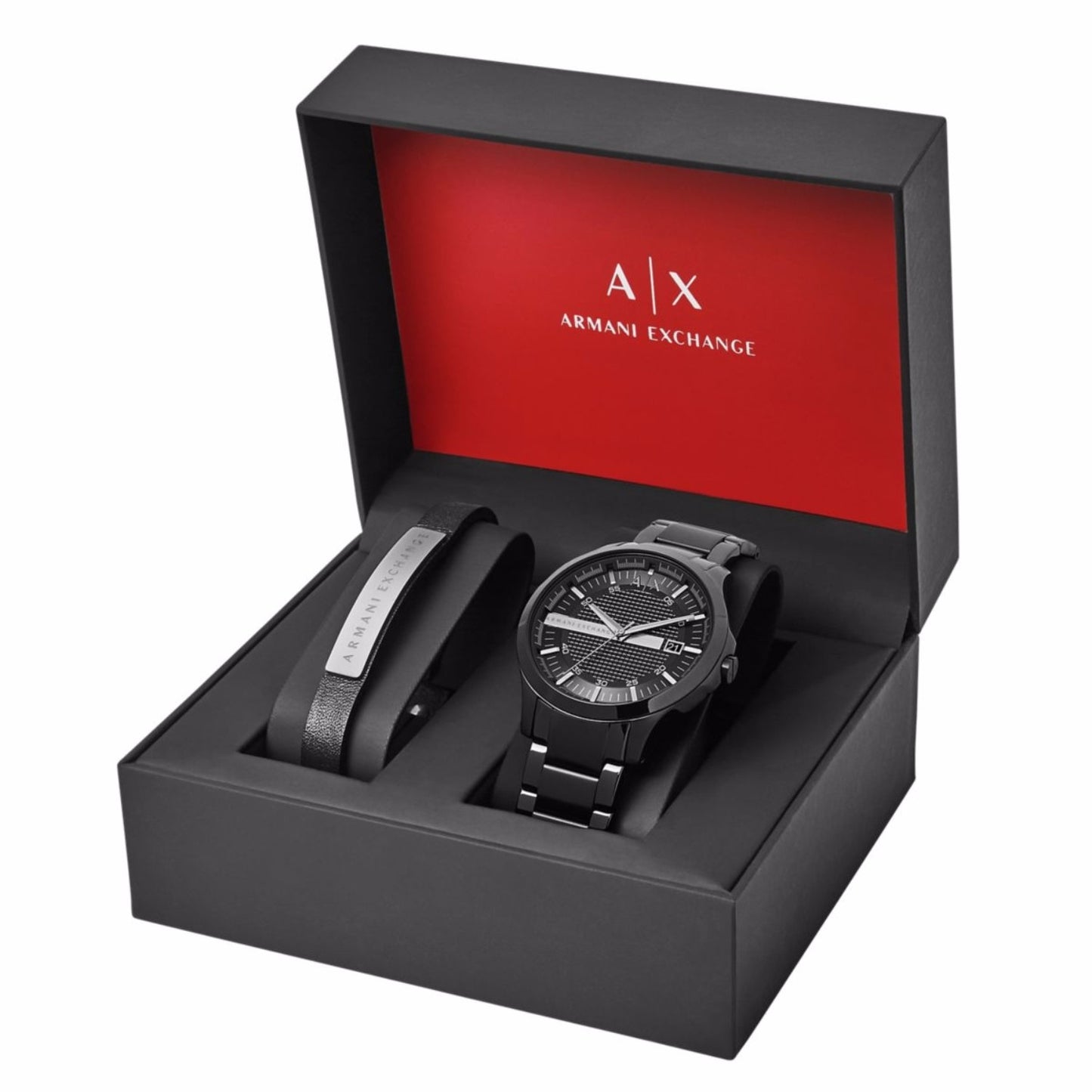 Armani Exchange AX7101 Hampton Black Stainless Steel Bracelet Gift Set