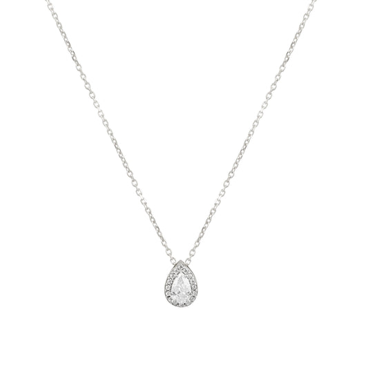 K895W Heart Necklace with Single Stone in White Gold 9ct