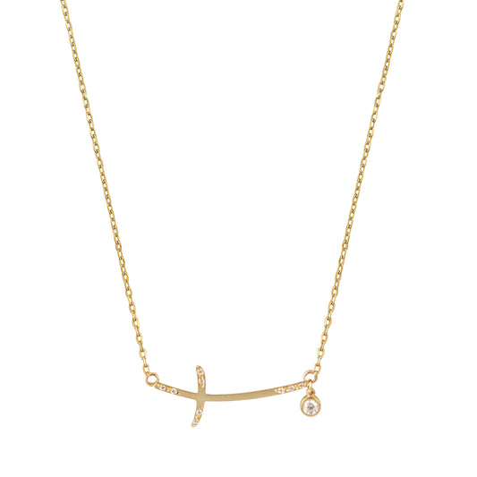 K835K Horseshoe Necklace in 9ct Gold with Zirconia