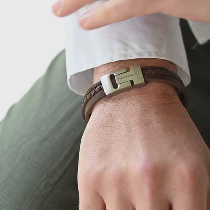 Steel & Barnett LBCC/003-S Ανδρικό Βραχιόλι Casual Cole Από Ατσάλι και Δέρμα