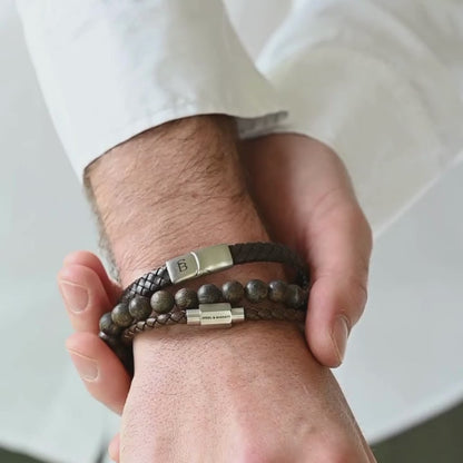 Steel & Barnett LBLL/003-M Ανδρικό Βραχιόλι Luke Landon Από Ατσάλι και Δέρμα