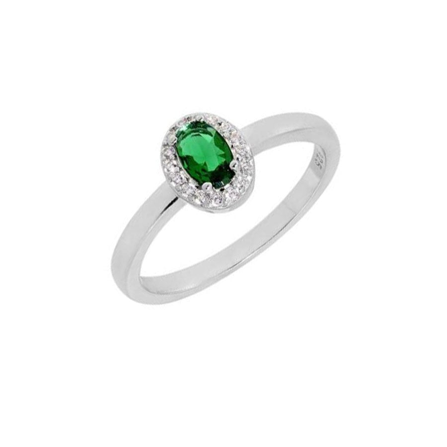 Ring RG001-3E Gold Plated Silver with Green Zircons