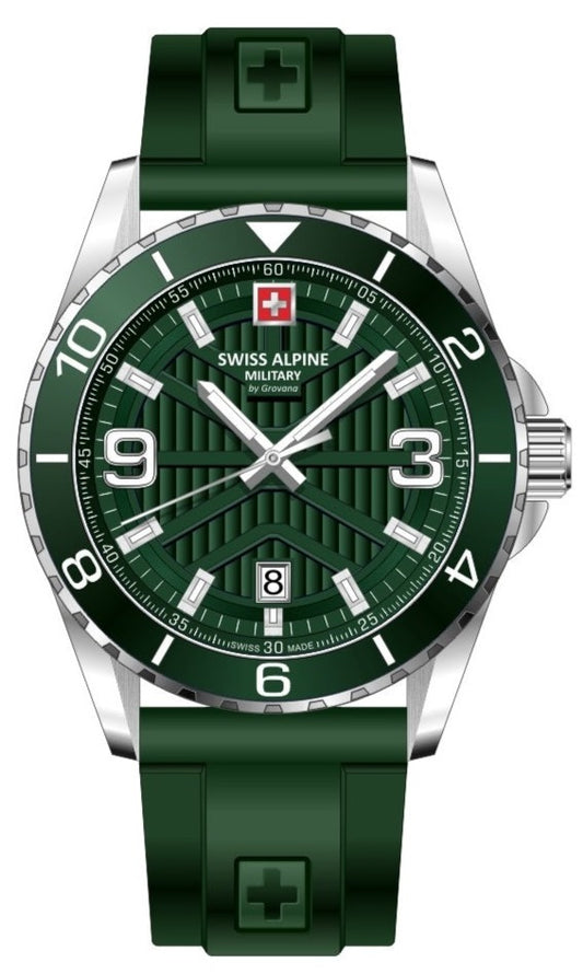 SWISS ALPINE MILITARY SAM7073.1834 Sentinel Green Silicon Strap