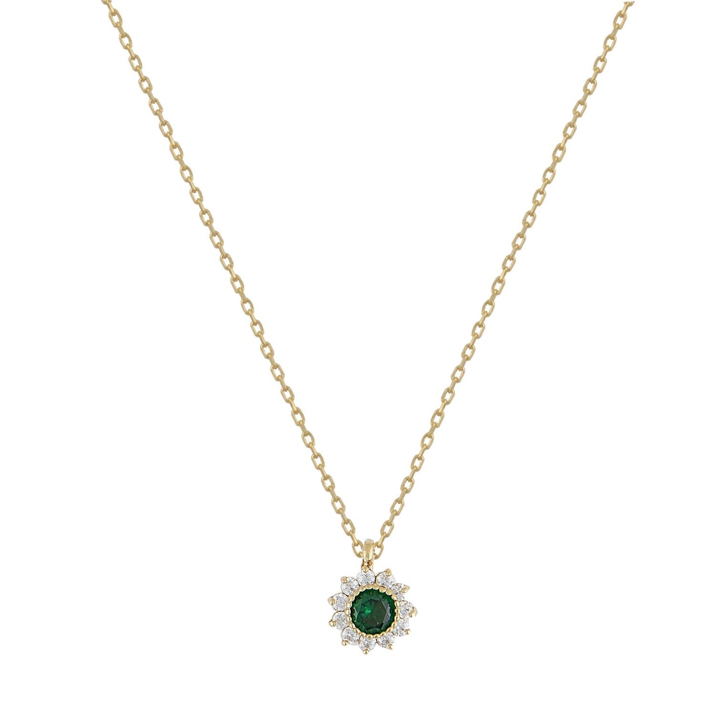 Necklace K886GR Single Stone Neck in 9ct Gold with Green Zircon