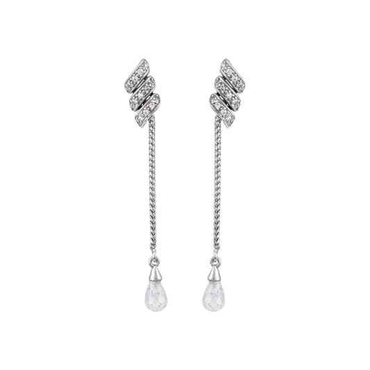 Bridal Earrings SK2000 Made of K9 White Gold with Zirconia