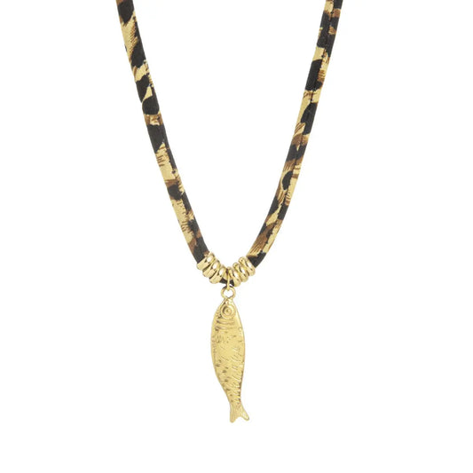 OOZOO Jewellery SN-2061 Κολιέ Fish με Κορδόνι από Επιχρυσωμένο Ατσάλι