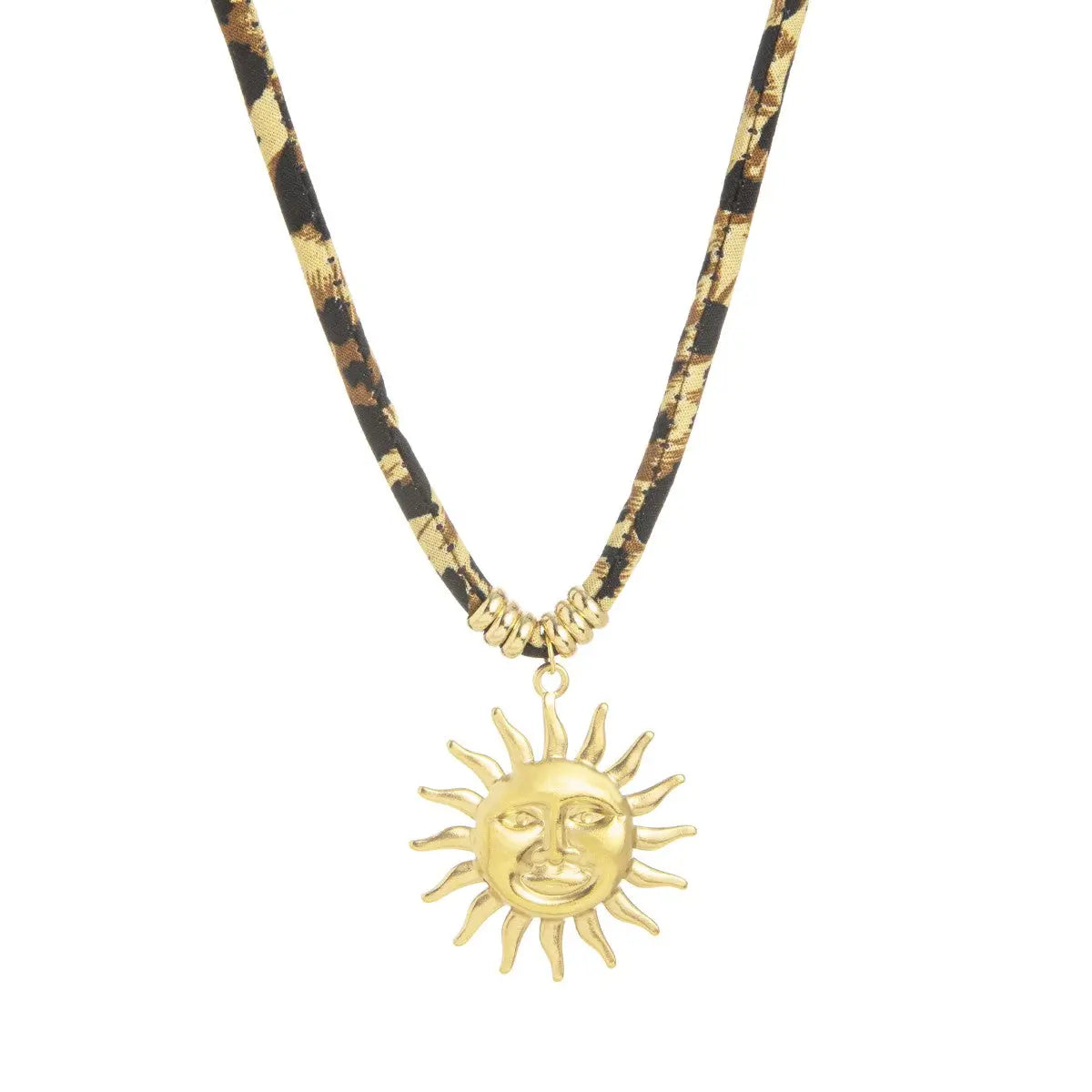 OOZOO Jewellery SN-2062 Κολιέ Sun με Κορδόνι από Επιχρυσωμένο Ατσάλι