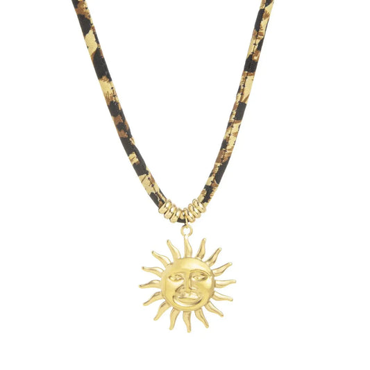 OOZOO Jewellery SN-2062 Κολιέ Sun με Κορδόνι από Επιχρυσωμένο Ατσάλι